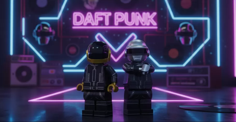Pirâmide dos Daft Punk em LEGO® revive o palco da tour Alive com cubo rotativo