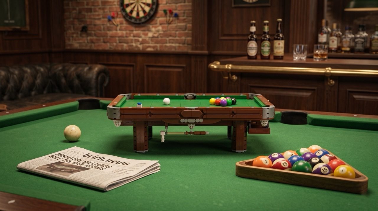 Vintage Billiards Table: a mesa de bilhar em LEGO® Ideas com tacos, redes e gavetas