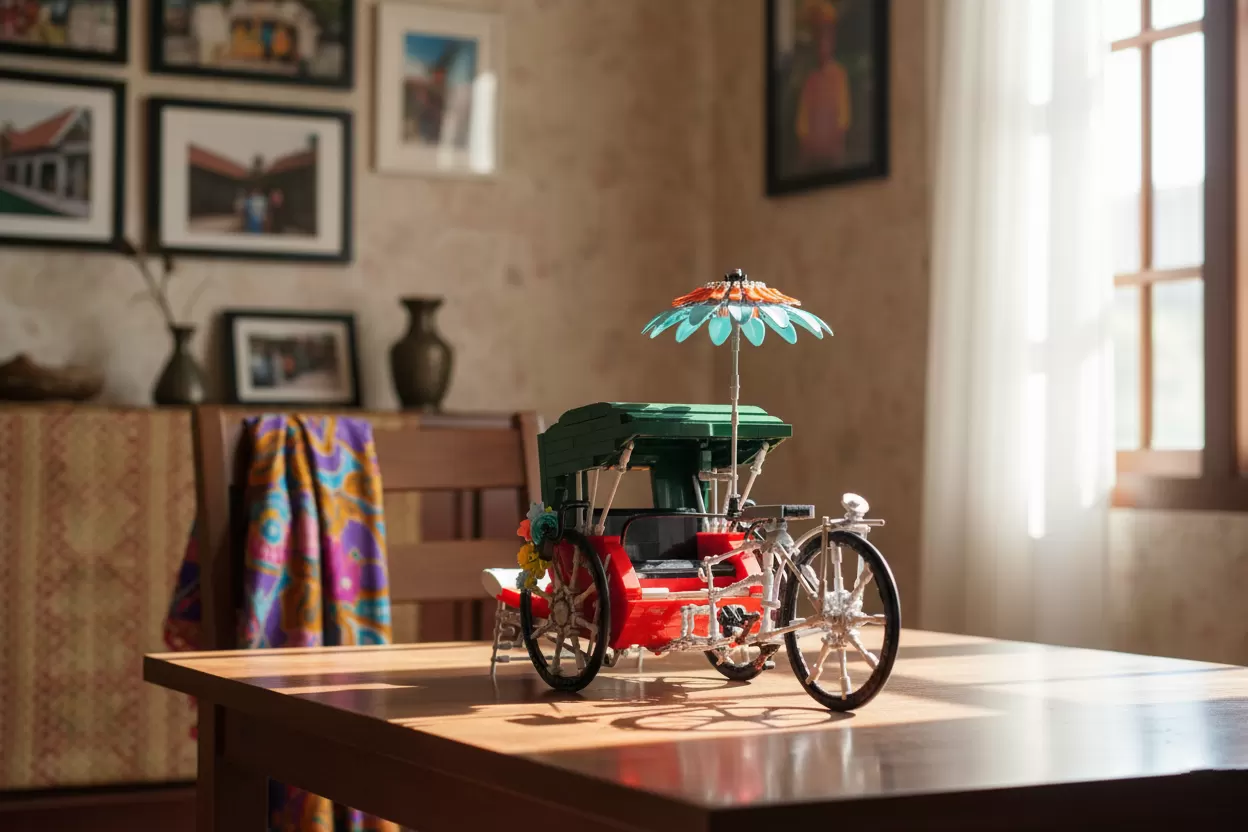 Building Heritage: The LEGO Penang Trishaw by WYCreation (1000 Pieces)