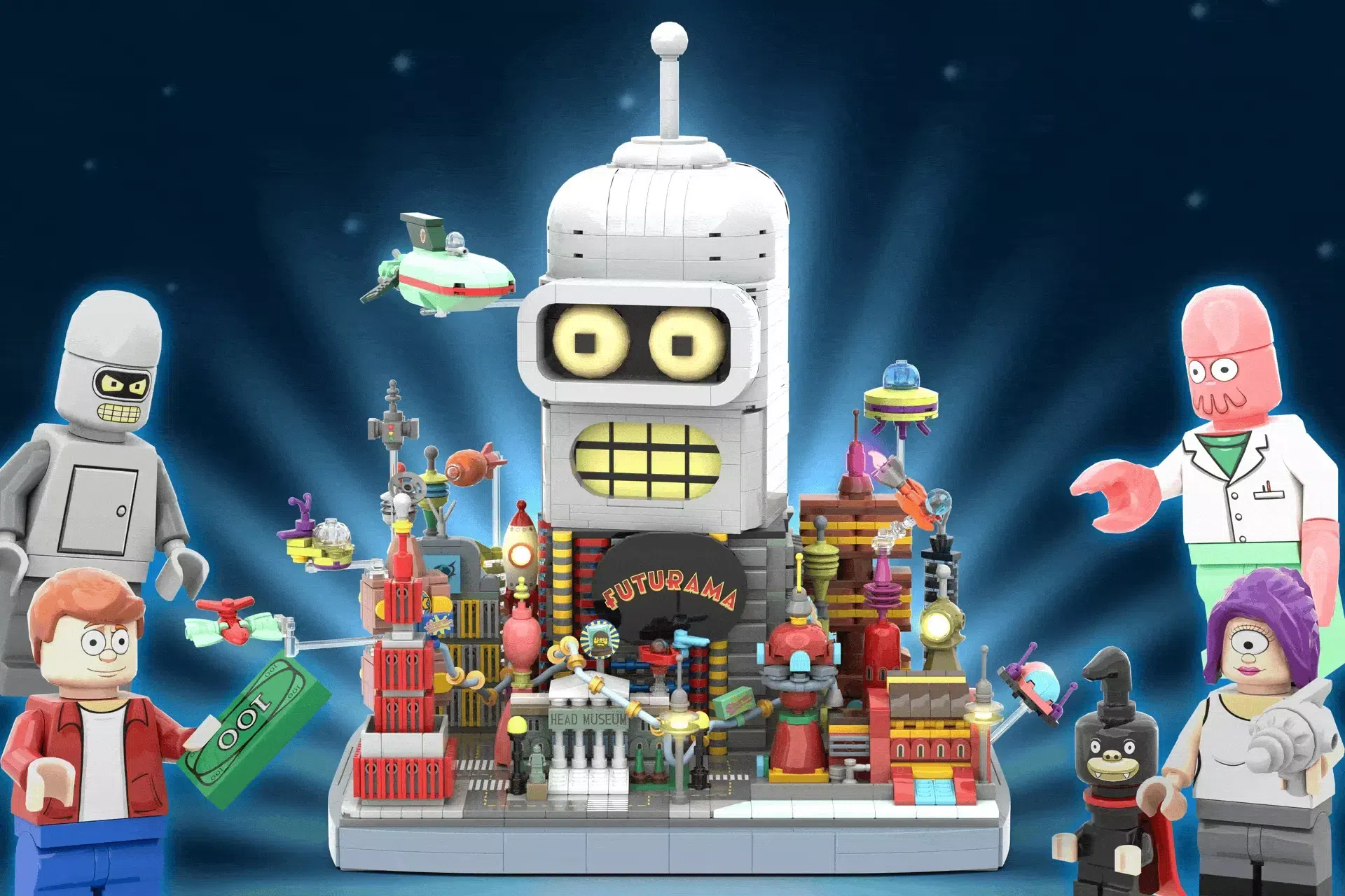 Futurama em LEGO®: A Cabeça do Bender Que Esconde Toda a Planet Express