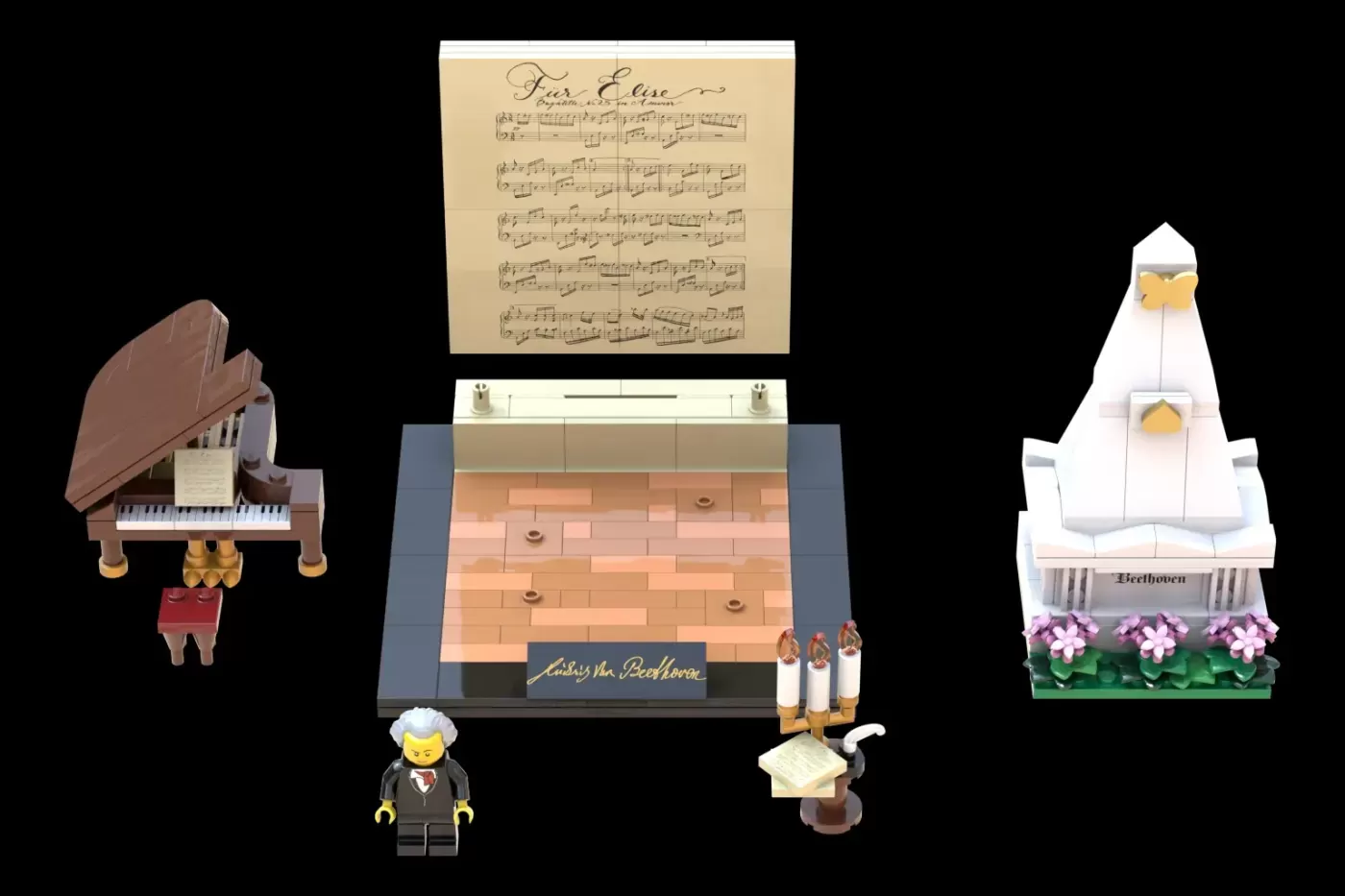 LEGO® Ideas Beethoven Piano Set Celebrates 200th Anniversary with Musical Majesty — side view
