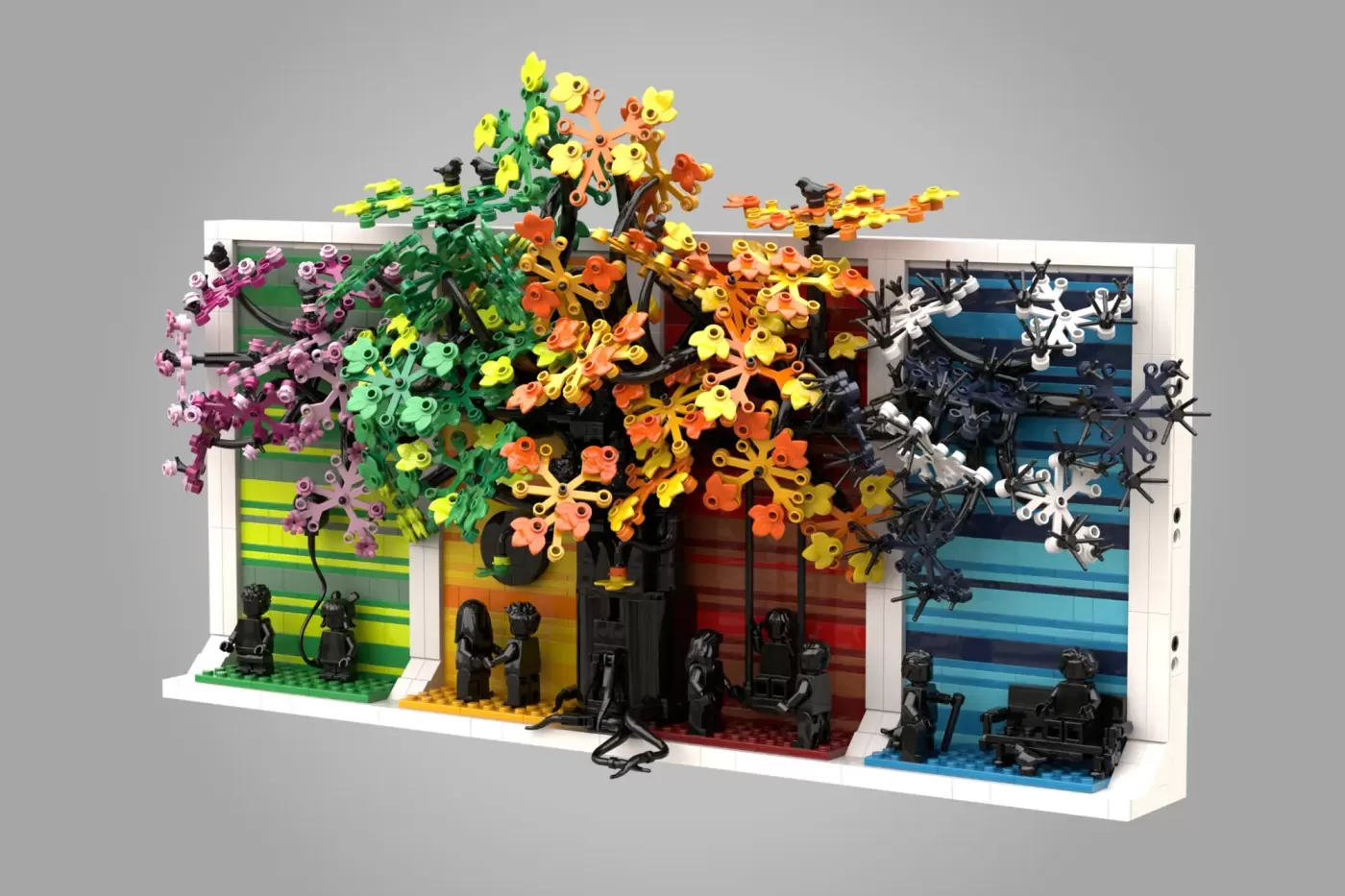 LEGO® Ideas Four Seasons of Life Reaches 10K Supporters with Beautiful Wall Art Design — build progress
