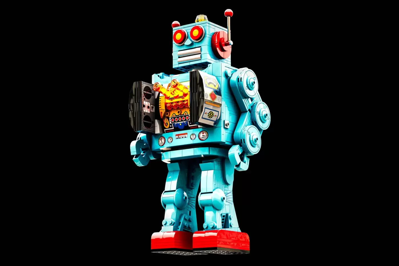 LEGO® Ideas Retro Tin Toy Robot Brings 1950s Sci-Fi Dreams to Life ,  detail view
