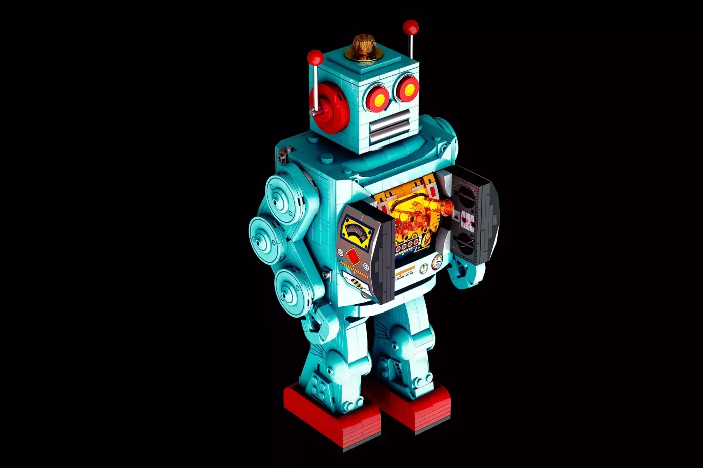 LEGO® Ideas Retro Tin Toy Robot Brings 1950s Sci-Fi Dreams to Life ,  build progress