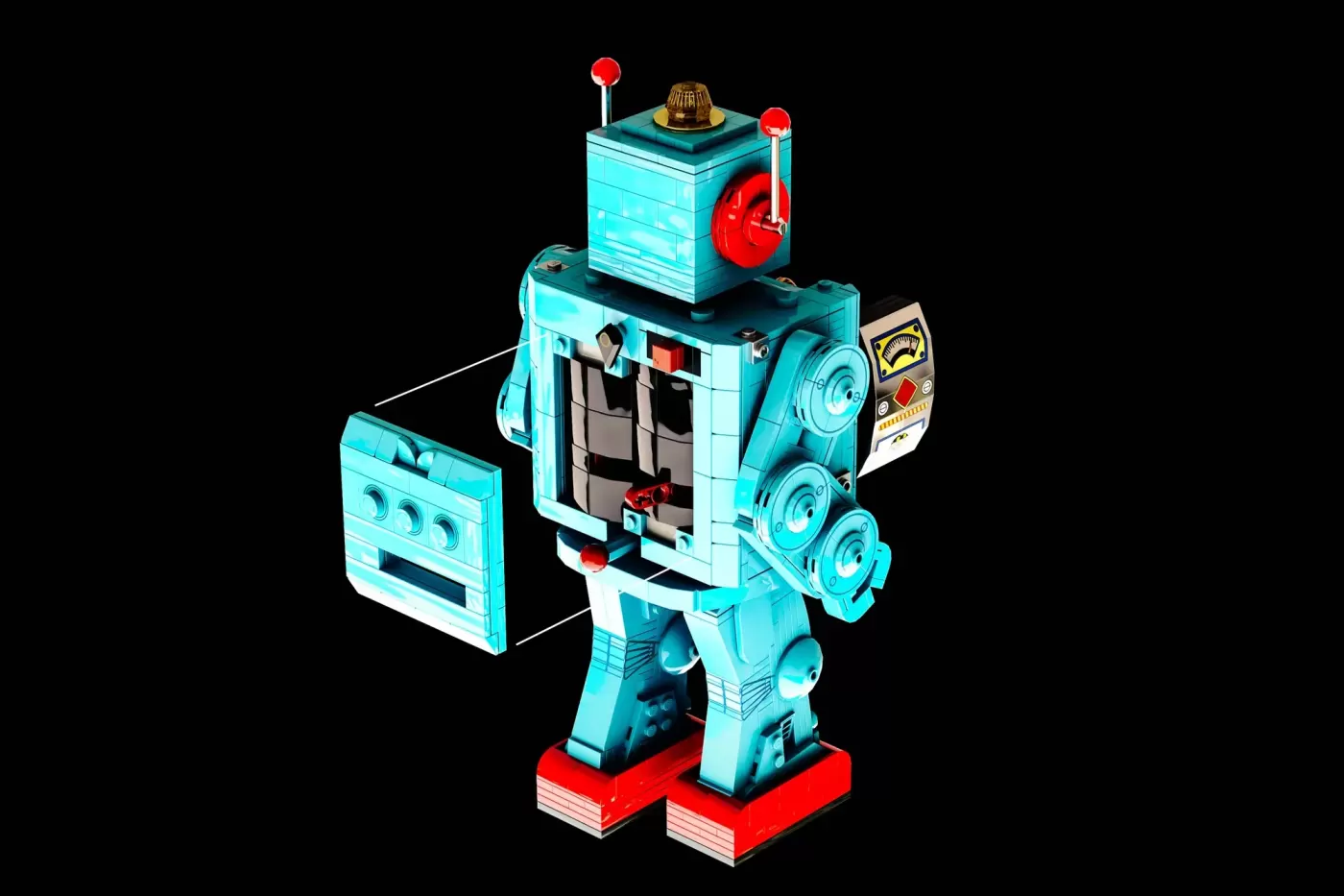LEGO® Ideas Retro Tin Toy Robot Brings 1950s Sci-Fi Dreams to Life ,  close-up