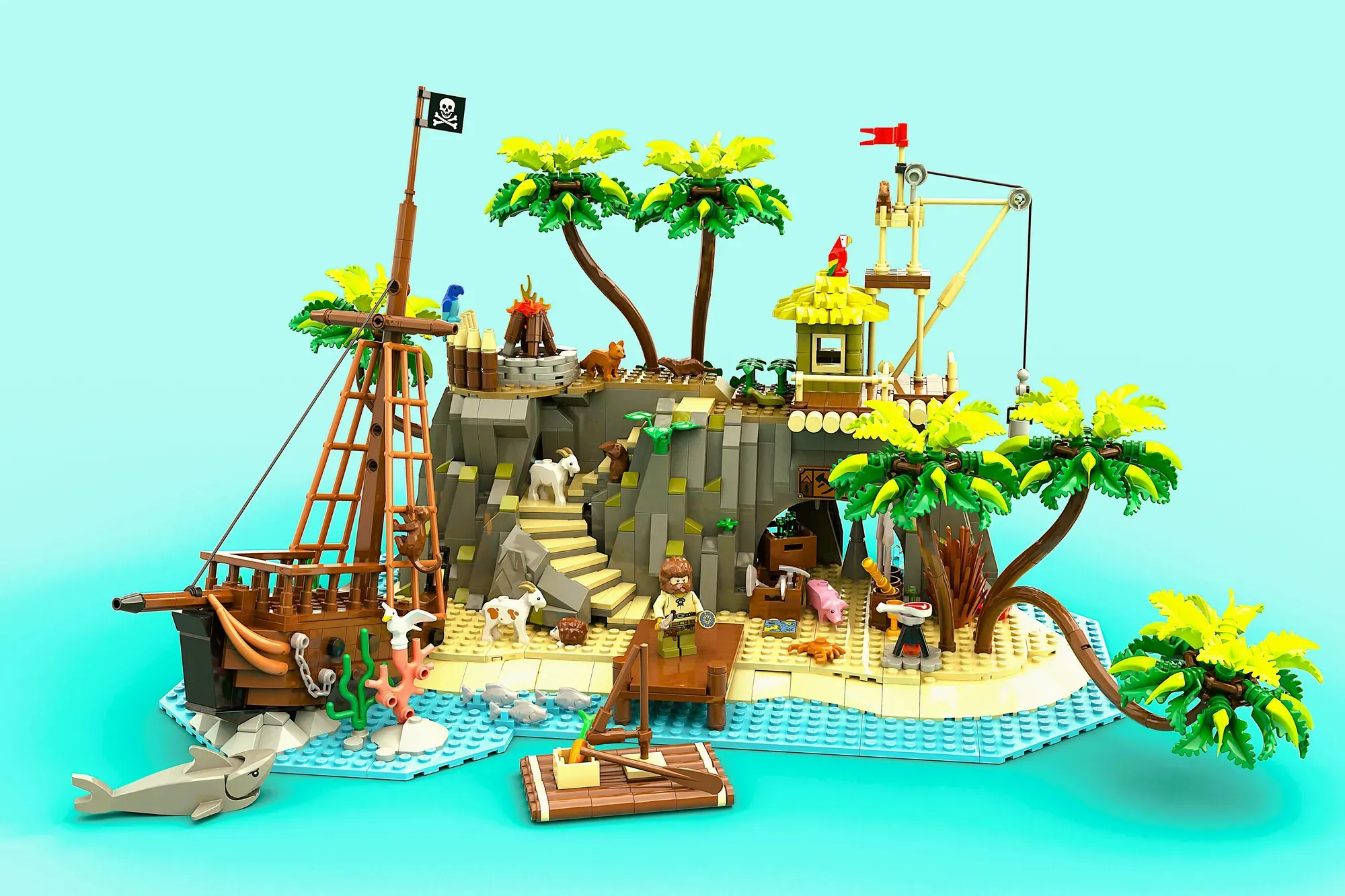 Robinson Crusoe Island - a 1,585-Piece LEGO® Ideas Castaway Diorama