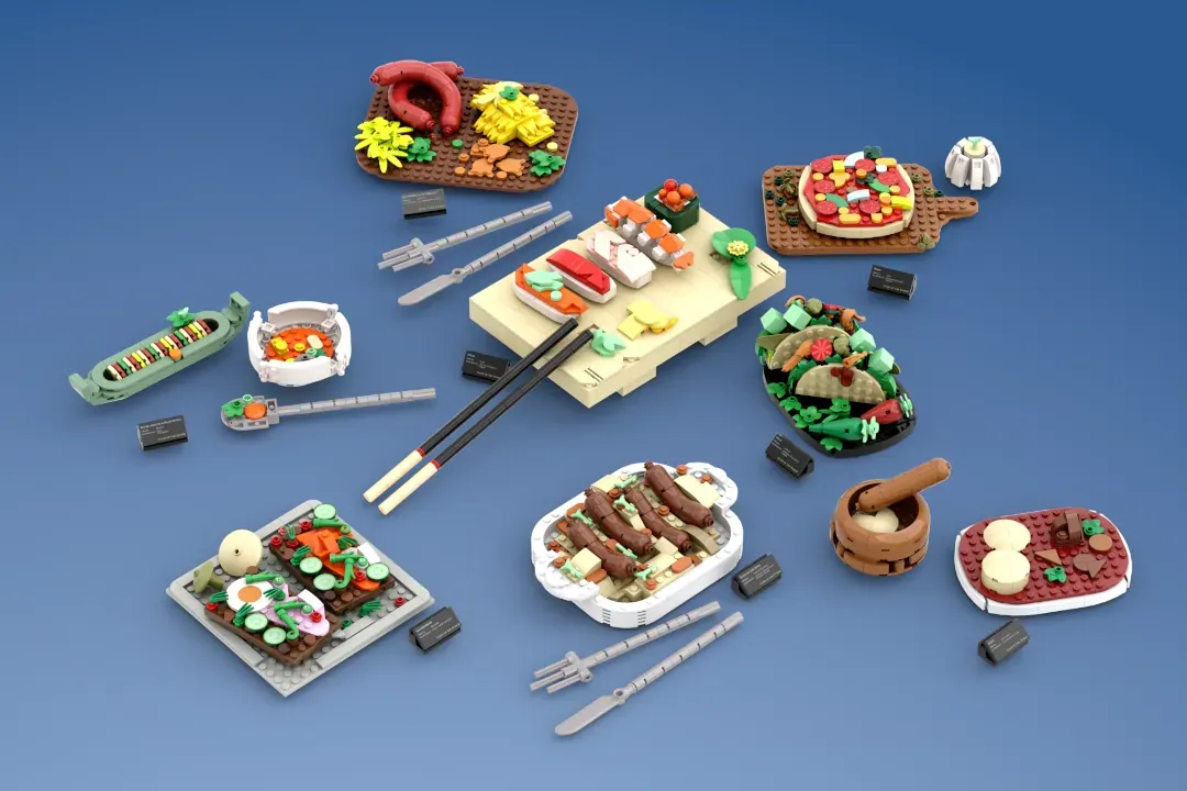 This 1,385-Piece LEGO® Set Serves Up Eight Dishes From Around the World