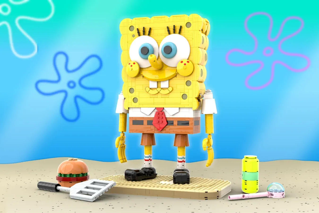 This 1,720-Piece LEGO® SpongeBob Hides a Secret Jellyfish Fields Diorama
