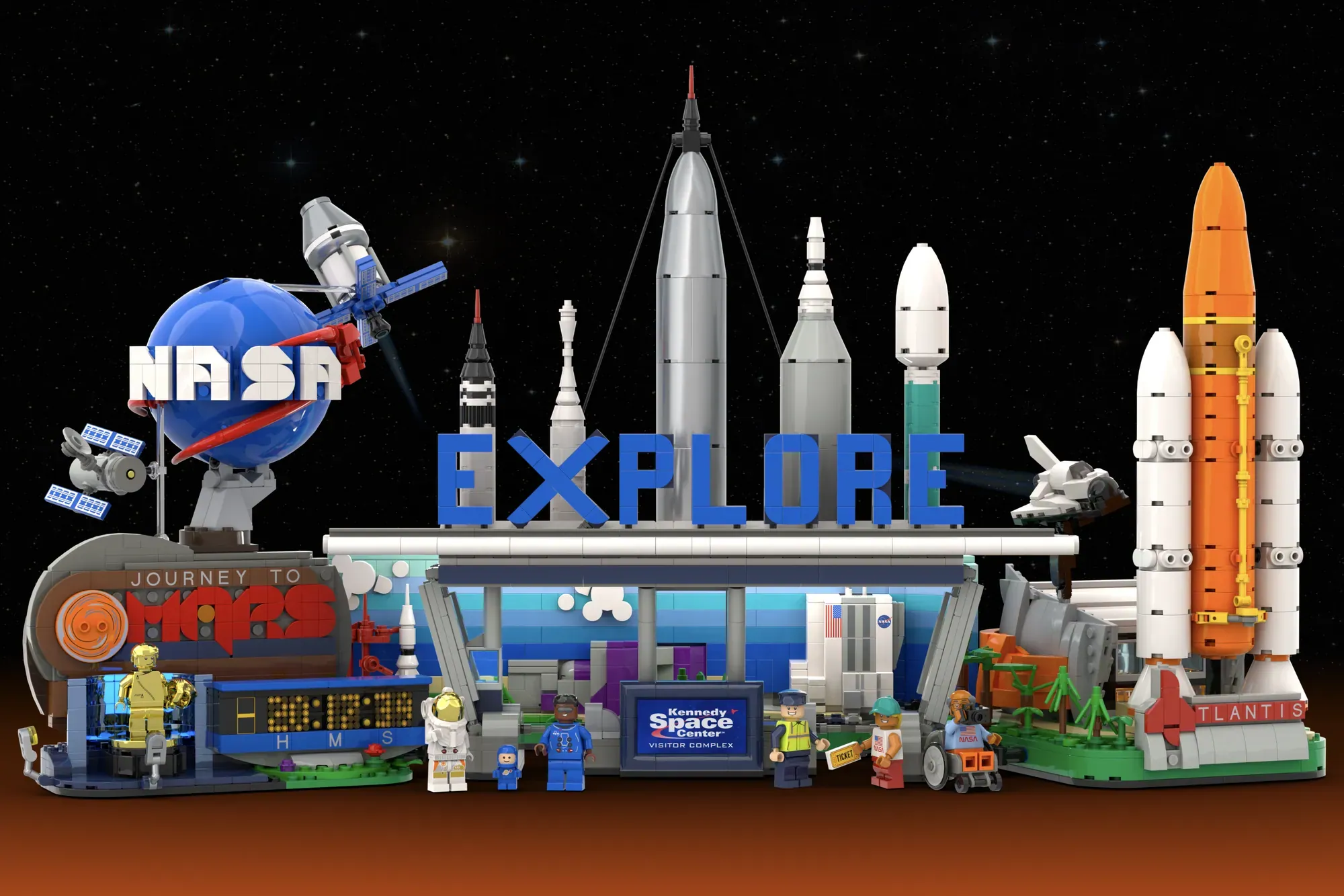 This 2,061-Piece LEGO® Ideas Build Shrinks the Whole NASA Kennedy Space Center Into One Diorama
