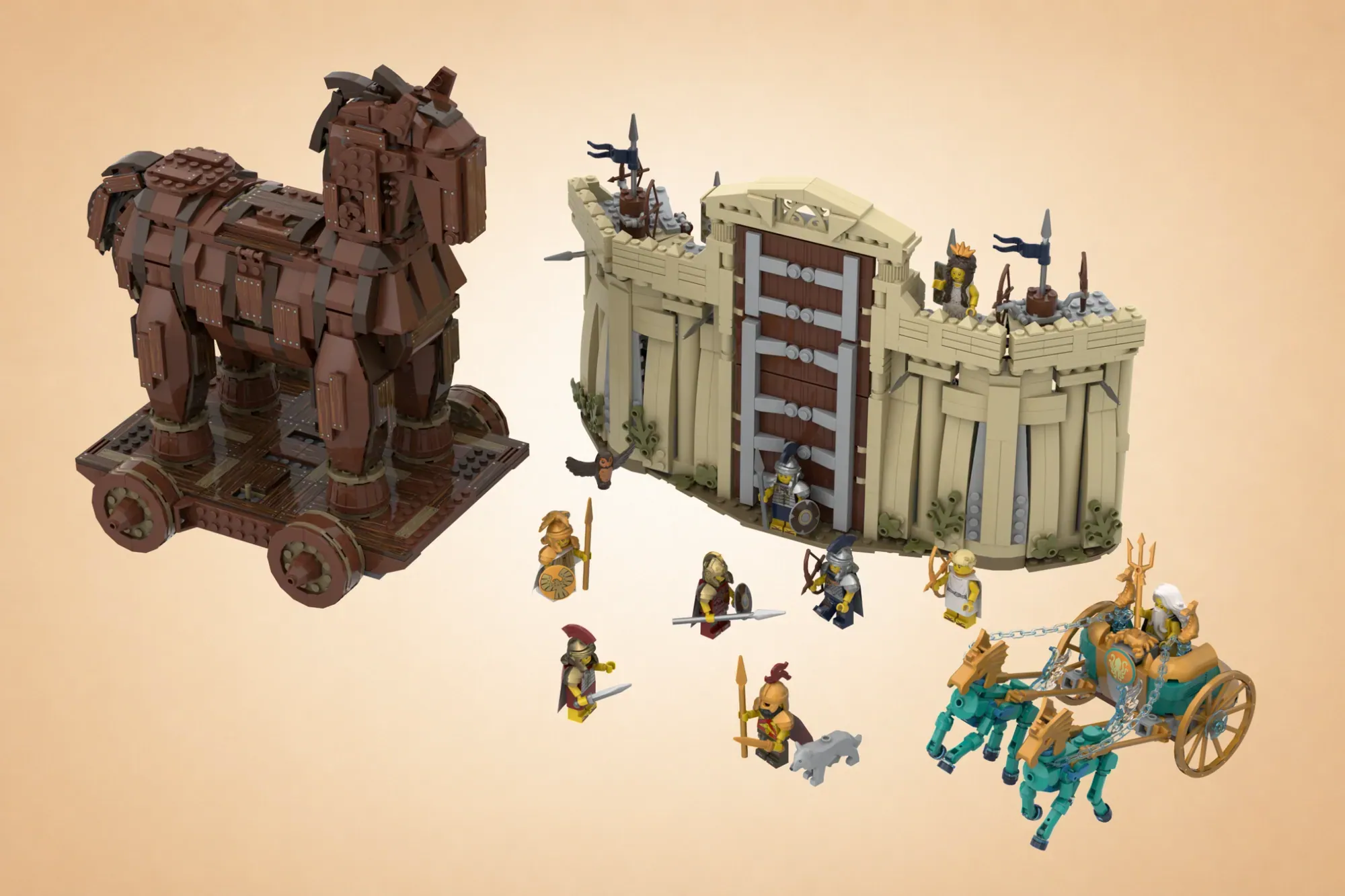 Achilles and Paris Storm the Gates of Troy in Jucherz's LEGO® Ideas Siege