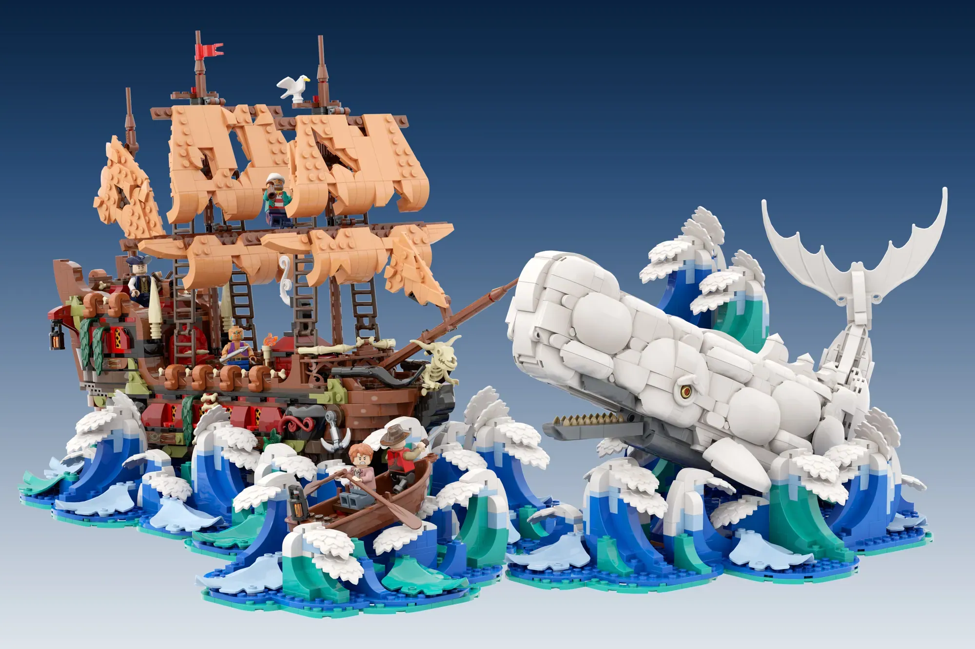 Call Him Ahab - LEGO® Ideas Moby-Dick Splits Whale, Ship, and Boat Into a Rearrangeable Chase